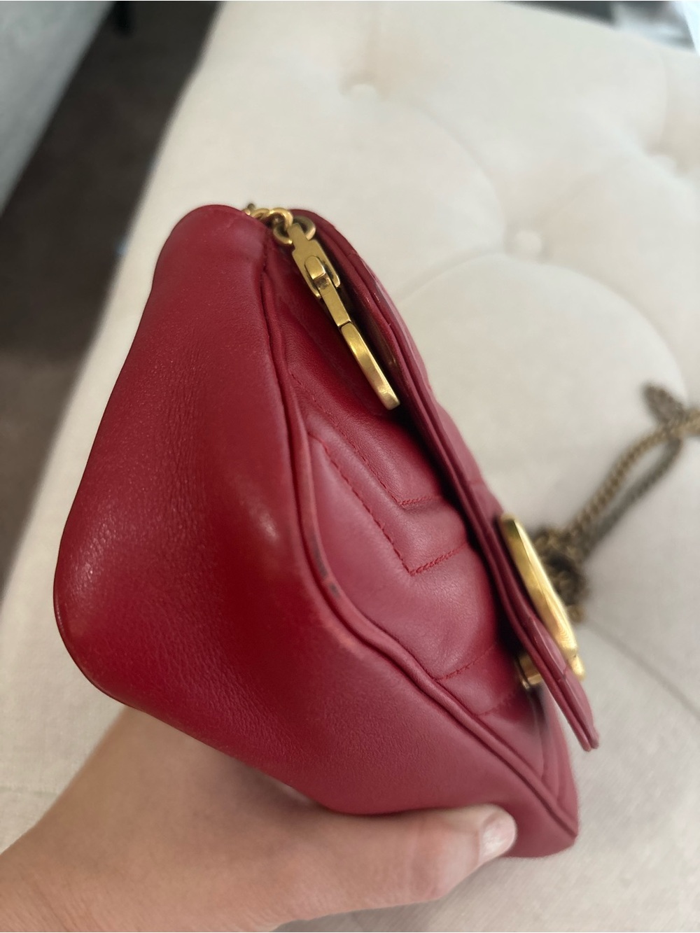 Gucci GG Marmont Super Mini Red Bag - Picture 5 of 14